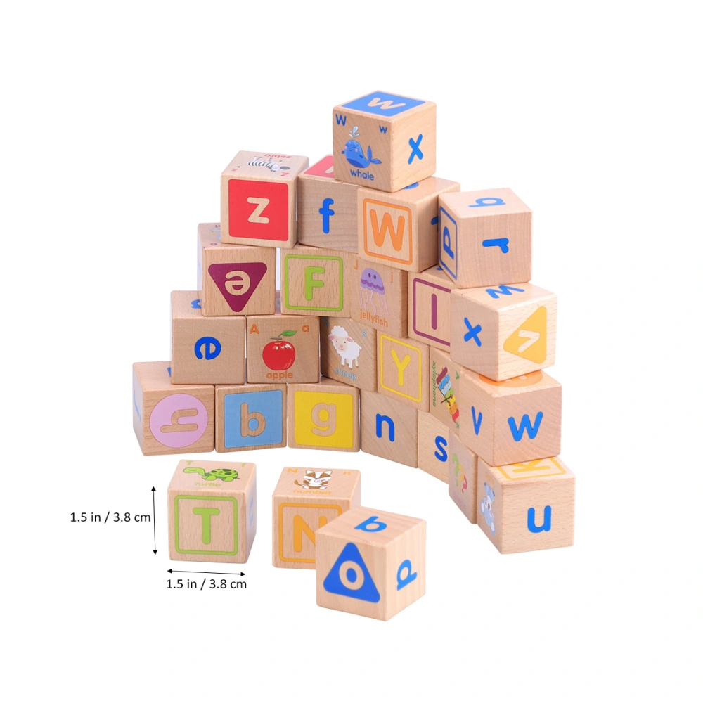 26pcs Wooden Letter Blocks Alphabet Block Educational Toy for Baby Infant Kids