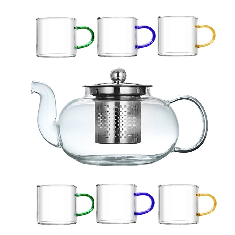 1 Set Heat Resistant Glass Teapot Transparent Boiling Tea Kettle with Cups