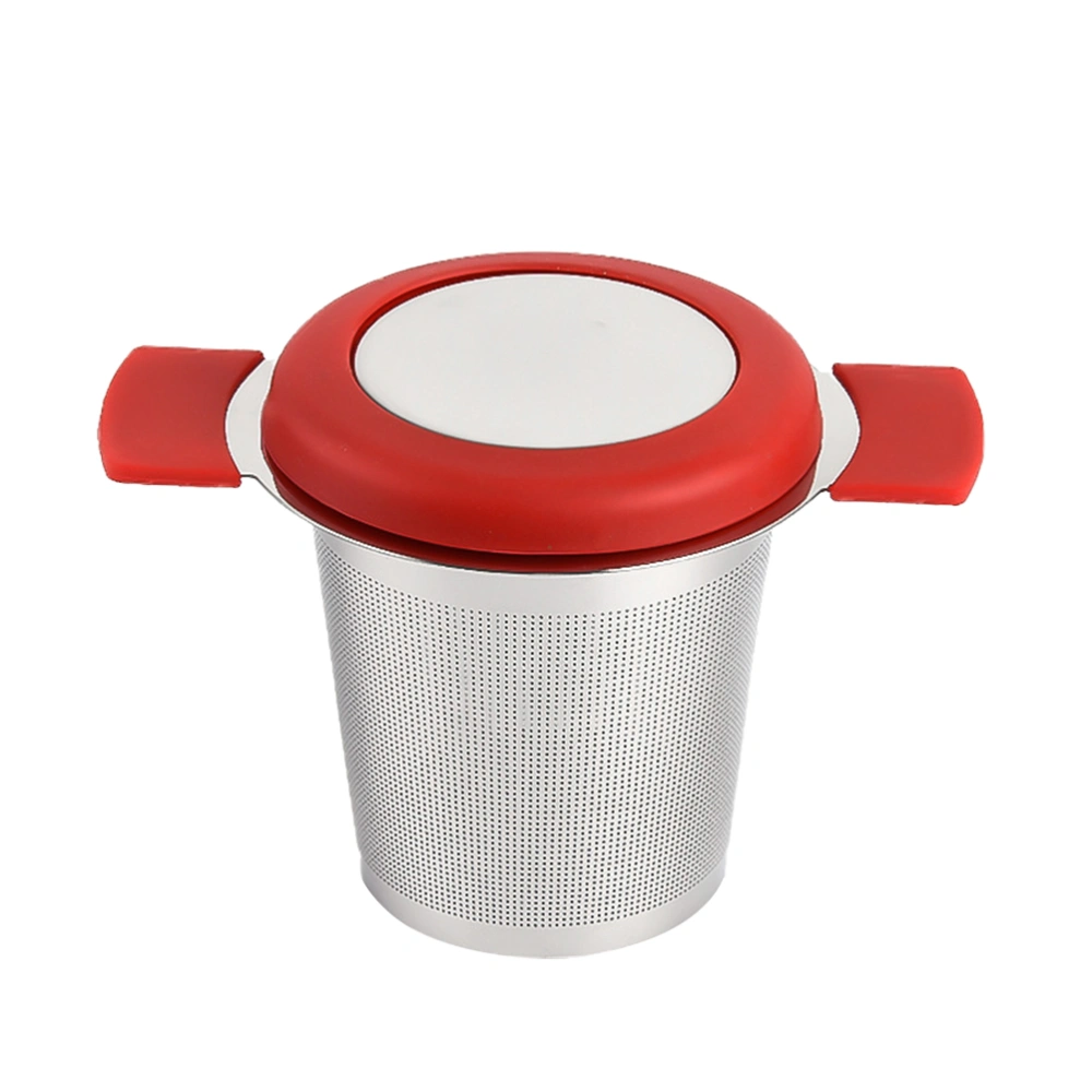 Stainless Steel Tea Filter with Lid Practical Tea Infuser Filter Tea Leaker for Home Office (Red)