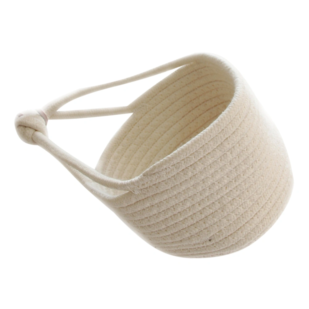 Woven Hanging Basket Cotton Rope Storage Basket Sundries Organizer Round Container White