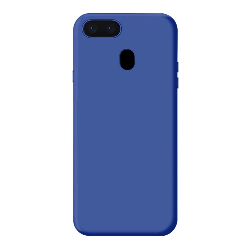 Fashion Phone Case Colored Full-covered Shockproof Anti-fall Scratch-resistant Silicone Super Fiber Lining Phone Cover Compatible for Oppo A7x Blue