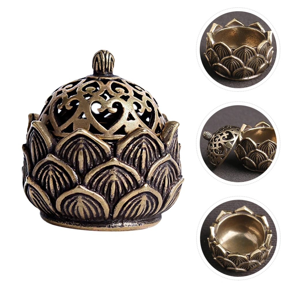 1pc Decorative Copper Incense Burner Home Exquisite Censer Desktop Decoration