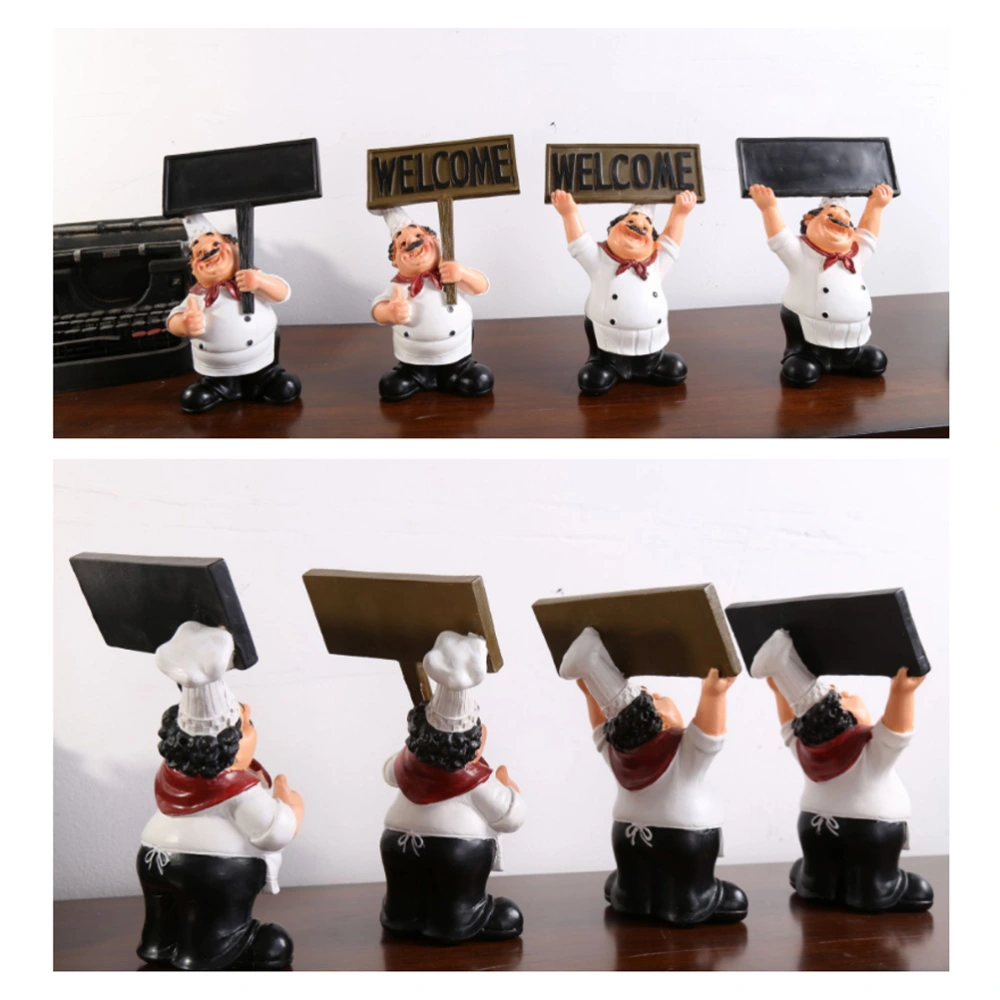 Creative Small Resin Blackboard Chef Figure Ornament Western Restaurant Decorative Resin Stand (BE-15016-D)