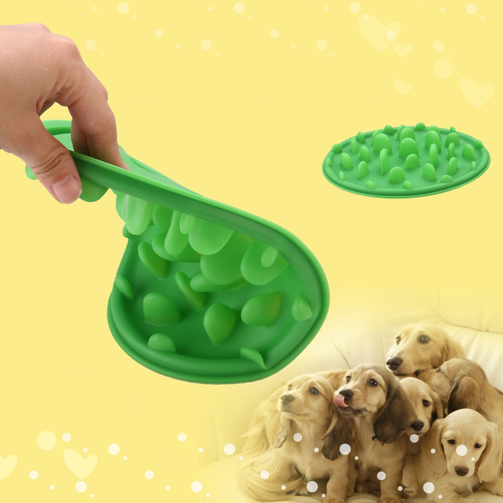 1Pc Round Silicone Pet Slow Eating Feeder Puppy Slow Food Bowl Preventing Choke Bowl Feeding Supplies (Green, Large)