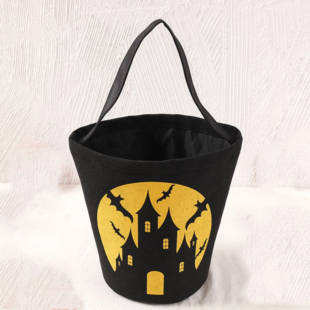 Halloween Candy Bucket Trick Or Treat Bags Castle Printing Cotton Candy Barrel Gift Storage Tote Bag