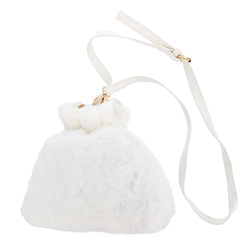 1 Pc Adorable Plush Bag Fashionable Chic Convenient Drawstring Bag (White)