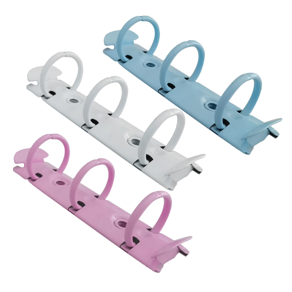 3pcs of One Set Metal Clip 3-hole Manual Binder Simple O-type Clip Binder Metal for Home Office School Supply (Random Color TR89-3-19-20 Spray Paint)