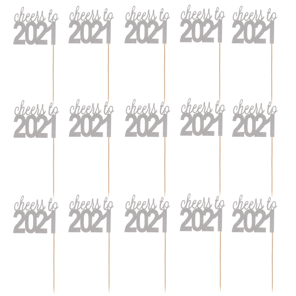 1 Set 30Pcs New Year Party Dessert Decorations Cheers to 2021 Cake Toppers