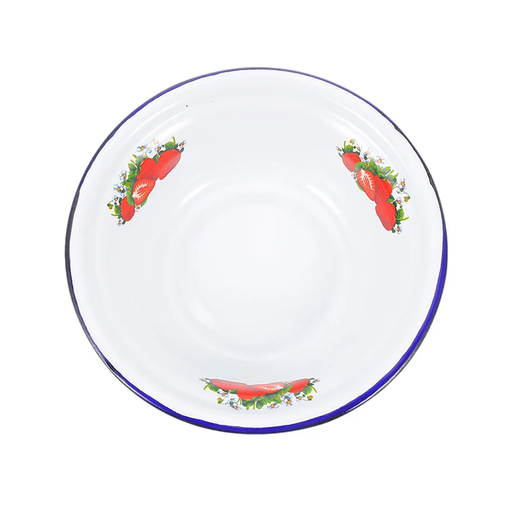 Household Retro Style Enameled Bowl Large Capacity Enamel Bowl for Home
