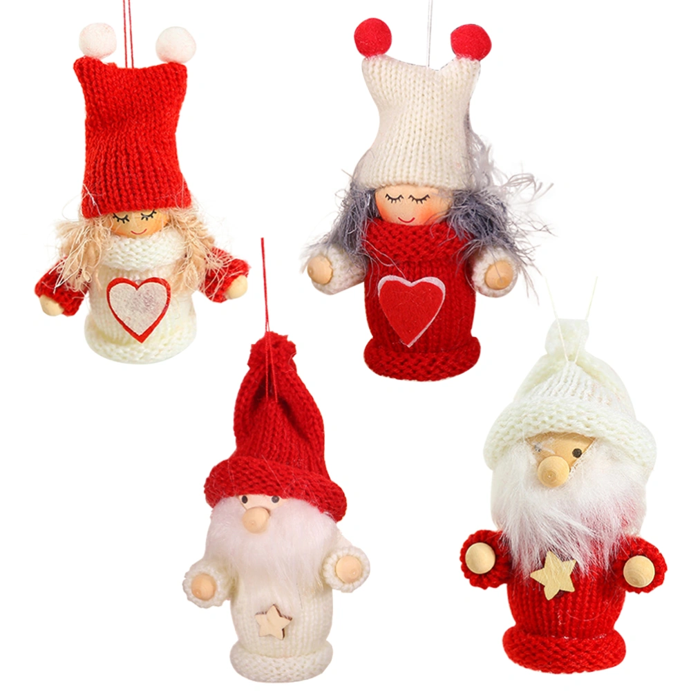 4PCS Creative Santas Claus Angel Doll Pendants Woolen Yarn Small Doll Pendants