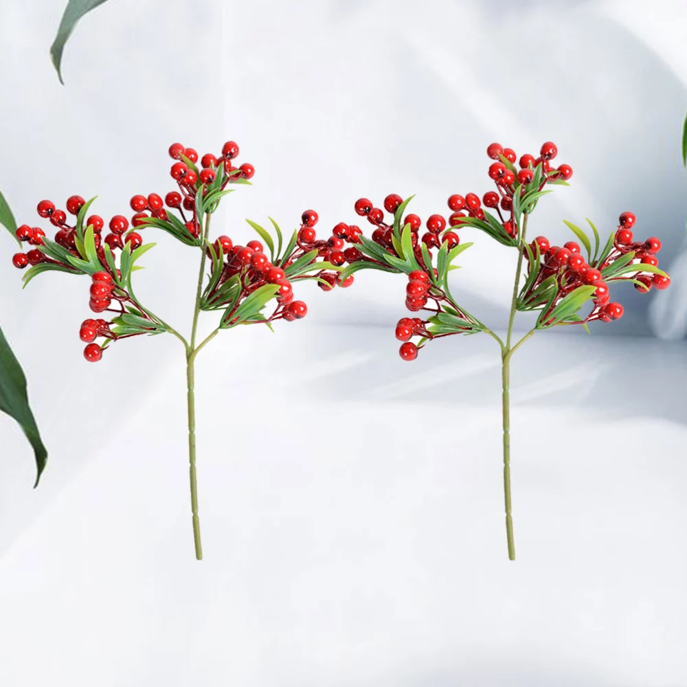 2 pcs Artificial Holly Berries Imitation Berry Christmas Decoration Fruit for Christmas Decoration