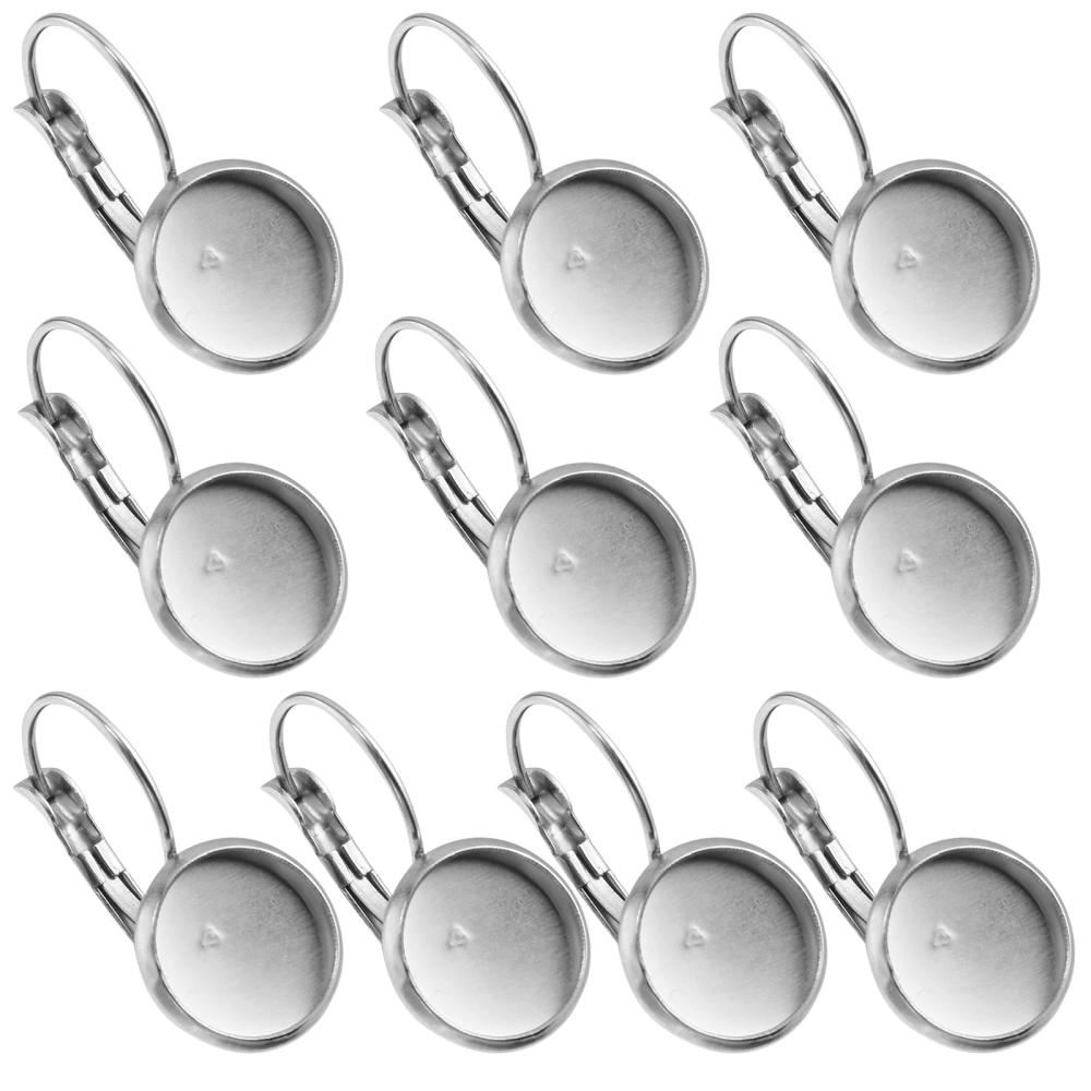 10pcs Stainless Steel Ear Hook Tray Gemstone Base for DIY Jewelry Findings