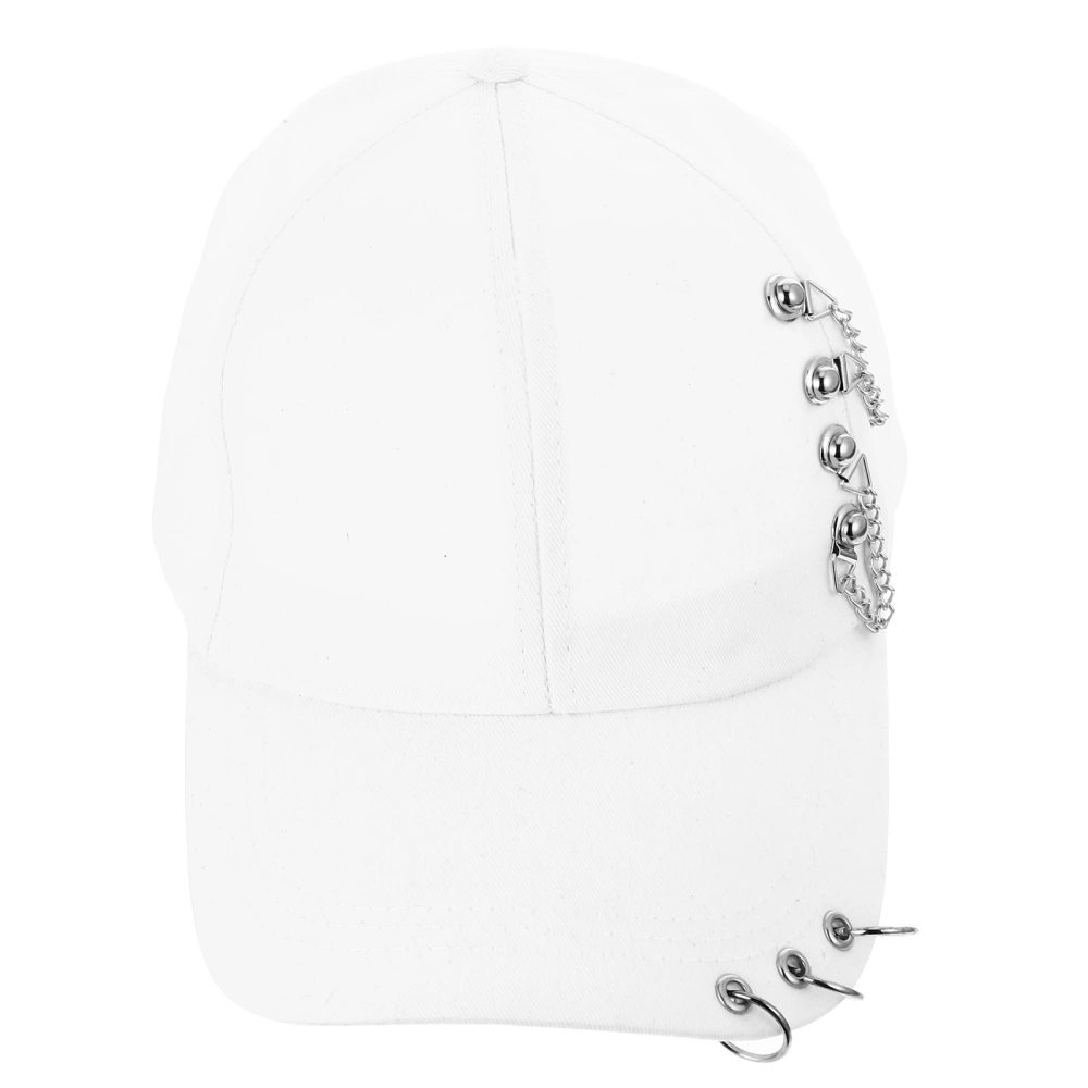 1pc Summer Baseball Chain Design Peaked Adjustable Adults Sun Hat (White,55-59cm)