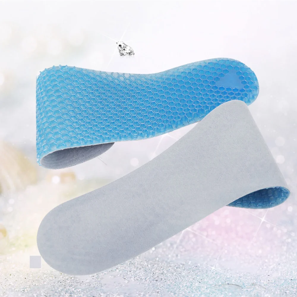 1Pair Silicone Cellular Pads Insoles Multifunctional Shoe-pads Foot Pads Size L 41-46 (Blue)