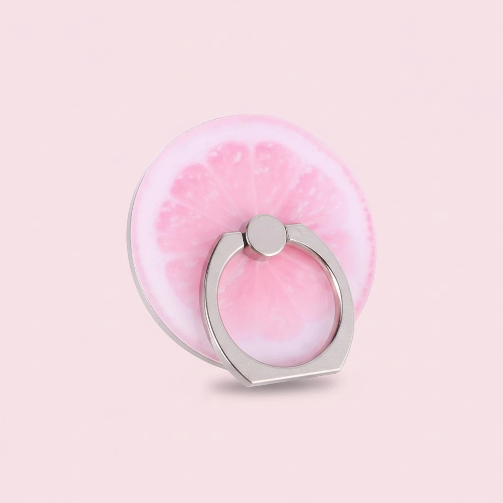 2 Pcs Fashion Fruit Phone Ring Stand Universal Smartphone Ring Grip Car Mounts for All Phones (Colorful Lemon and  Pink Lemon)