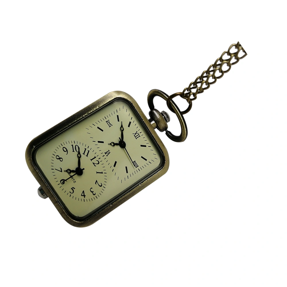 1PC Double Movement Retro Hanging Pocket Watch Vintage Watch Pendant Chain Necklace