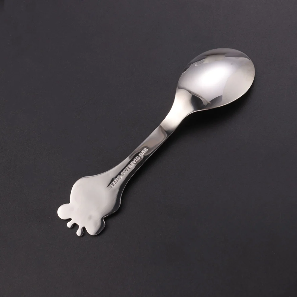 Baby Cartoon Giraffe Stainless Steel Spoon Polished Soup Dinner Spoon Tableware (Silver)