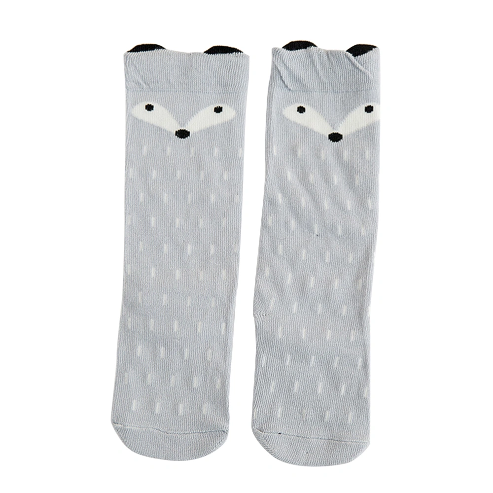 Unisex Baby Girls Boys Socks Knee High Stockings Cartoon Animal Cotton Socks for 0-1 Years Old Kids (Grey Fox)