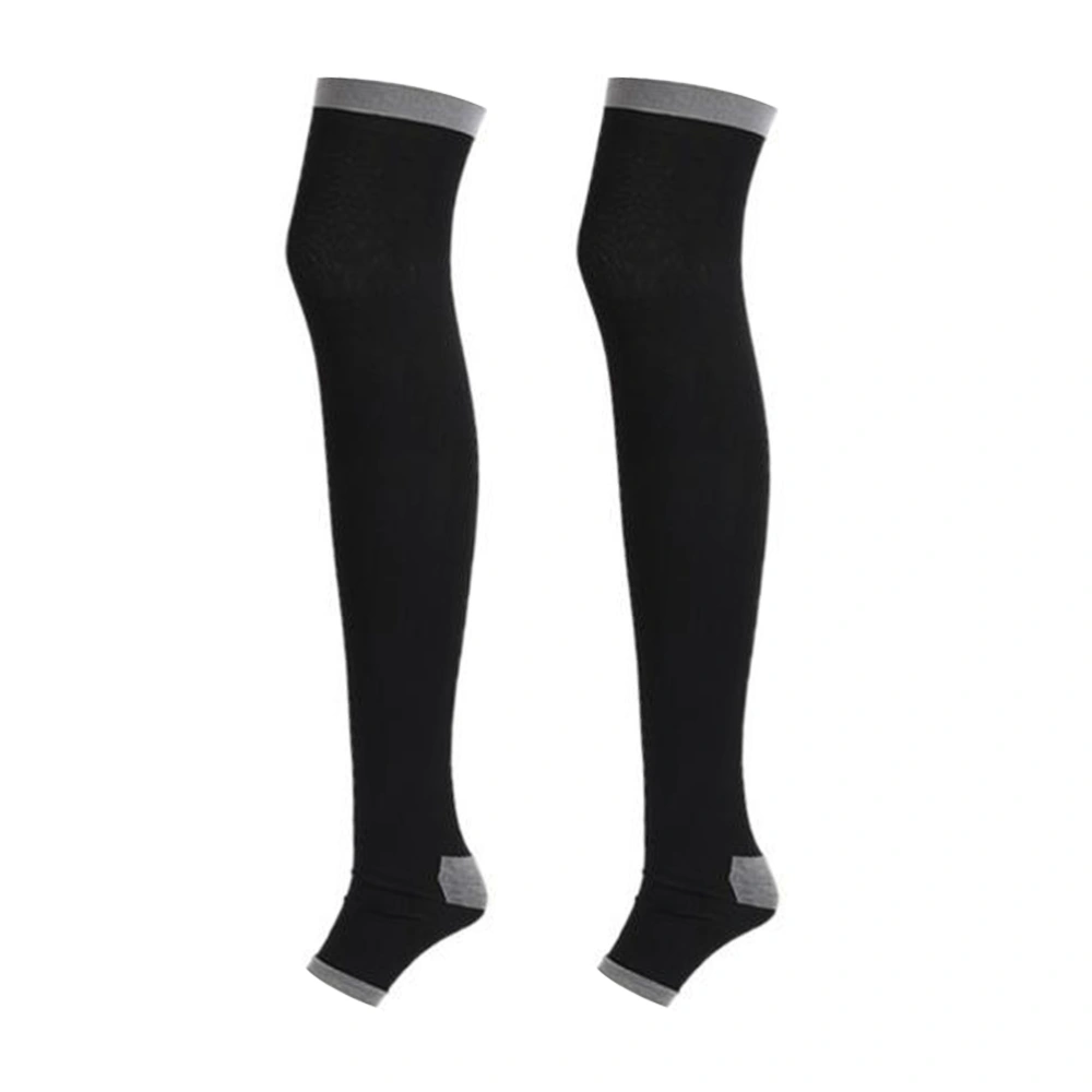 Women Compression Socks Open Toe Socks Opaque Over The Knee Long Stockings for Recovery Swelling, Running, Flight Travel, Blood Circulation