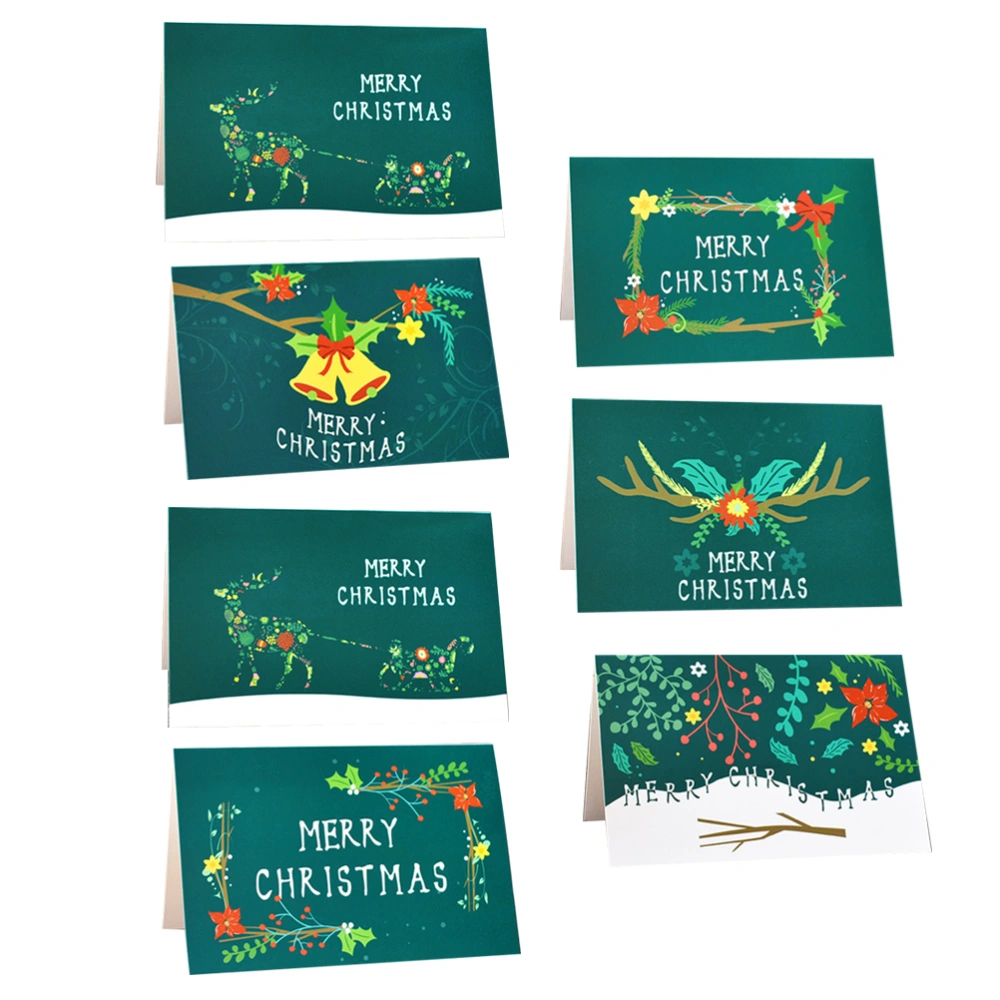 36pcs Creative Christmas Themed Greeting Cards Fashion Xmas Paper Invitation Blessing Cards for Party Supplies (18 Sets Green)