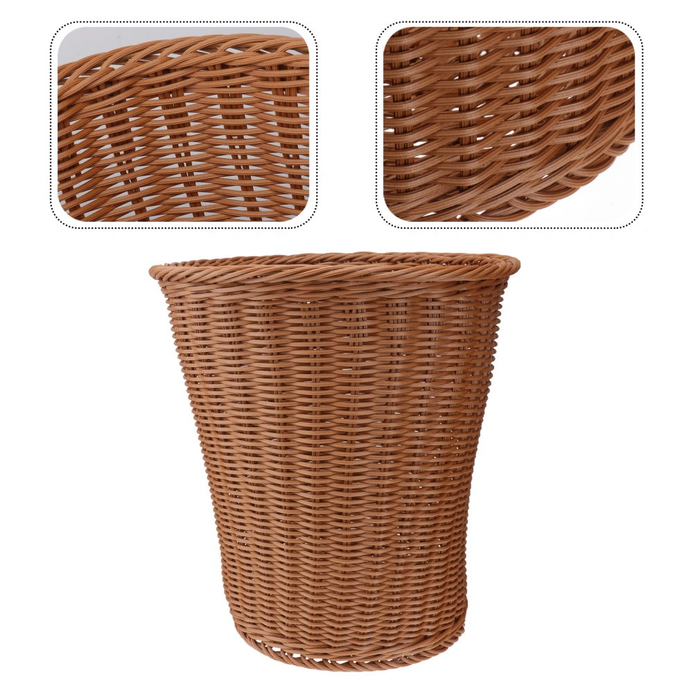 1PC Home Woven Garbage Can Creative Rattan Woven Trash Basket (Random Color)