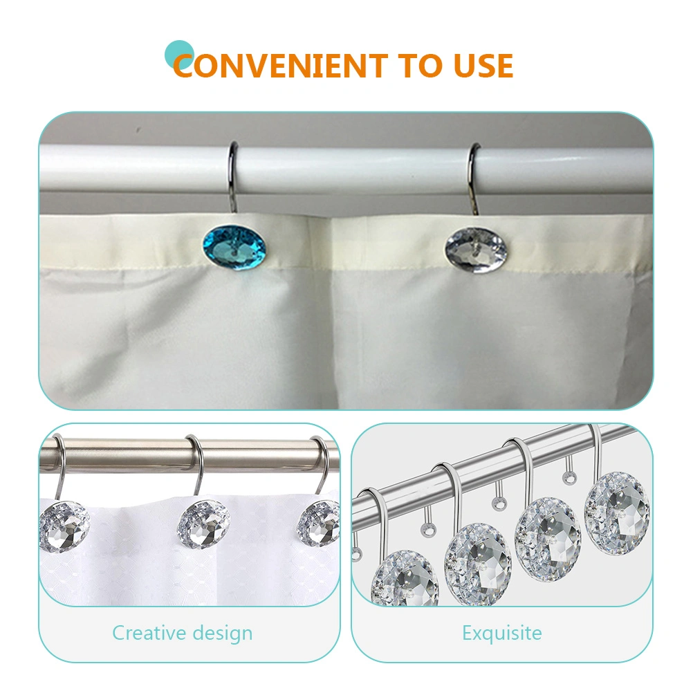 12pcs Shower Curtain Hooks Rings Decorative Acrylic Crystal Curtain Hooks