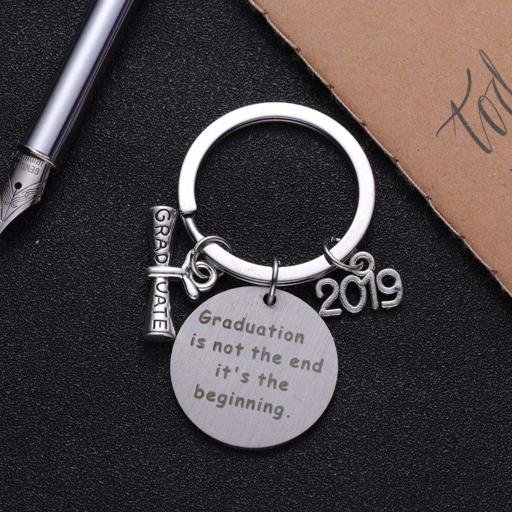 2019 Graduation Ceremony Keychain Teachers and Students Gifts Giving Memorial Stainless Steel Key Ring Creative Metal Graduation Keyring Gift Hanging Ornament (Pattern 5)