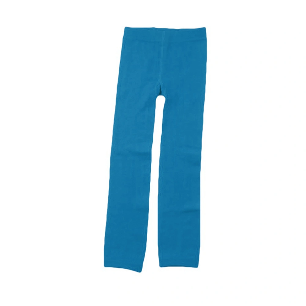 Girls Winter Warm Lined Tights Trousers Kids Elastic Thick Leggings Ninth Pants for 5-7 Years Old (Lake Blue)