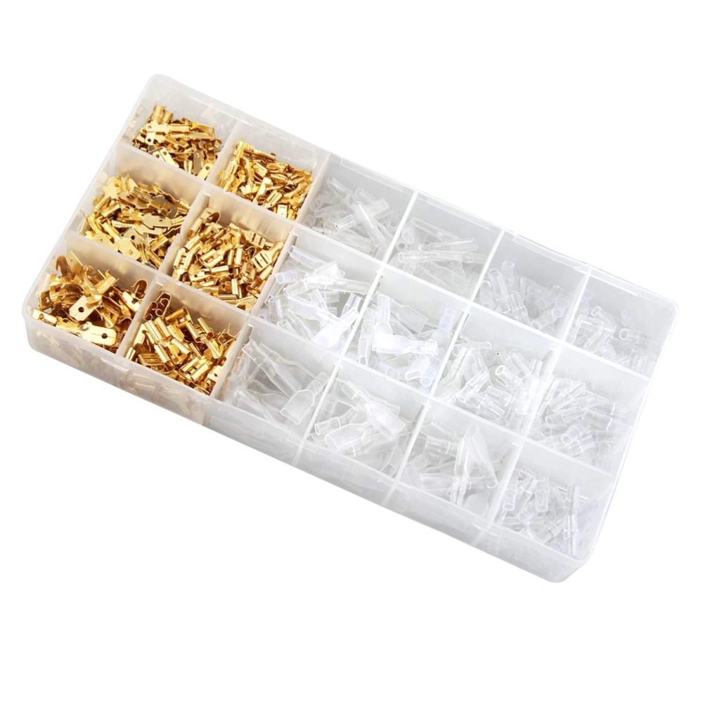 600PCS Cold-pressed Terminals Insulated Electrical Connectors Set (Golden)