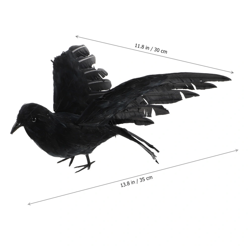 1Pc Crow Ornaments Halloween Decorations Simulated Crow Props Feathered Birds