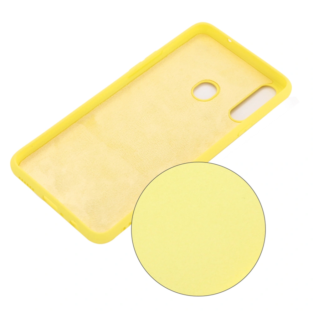 Liquid Silicone Phone Shell Anti-Drop Phone Case Simple Phone Holder Shockproof Protective Shell Compatible for Galaxy A20s Yellow