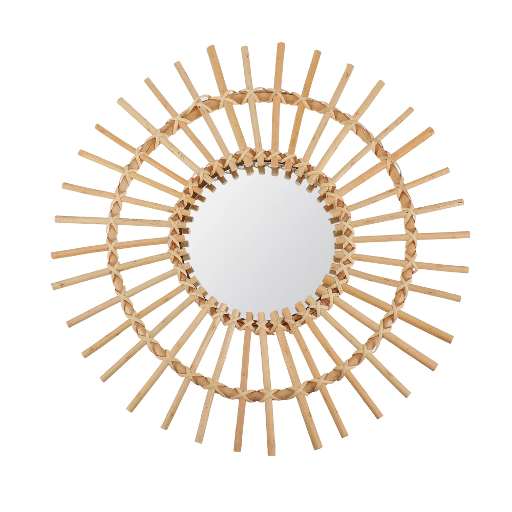 Woven Rattan Round Mirror Hanging Wall Mirror Decoration for Bathroom Bedroom