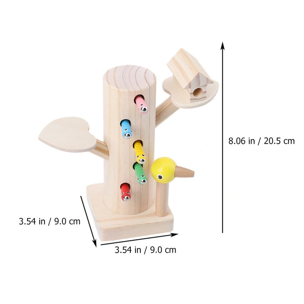 1Set Magnetic Bird Catch Worm Toy Kids Indoor Desktop Toy Educational Wooden Toy