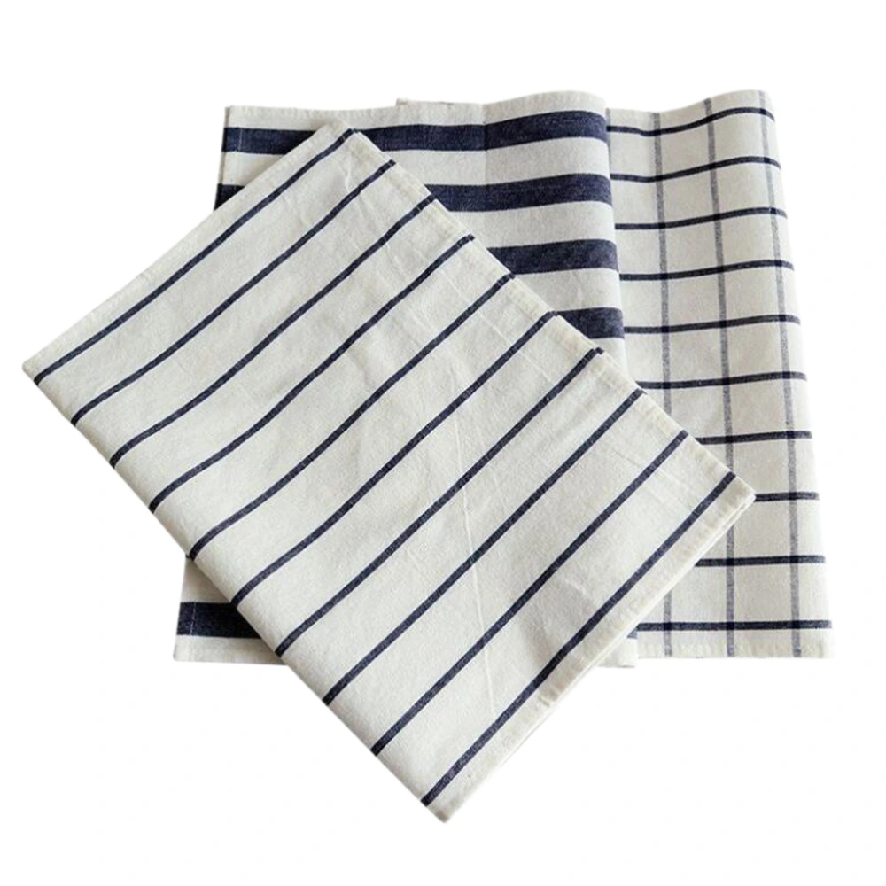 3pcs Cotton Grid Stripe Tea Napkin Cloth Tablecloth Placemats (Assorted Color)