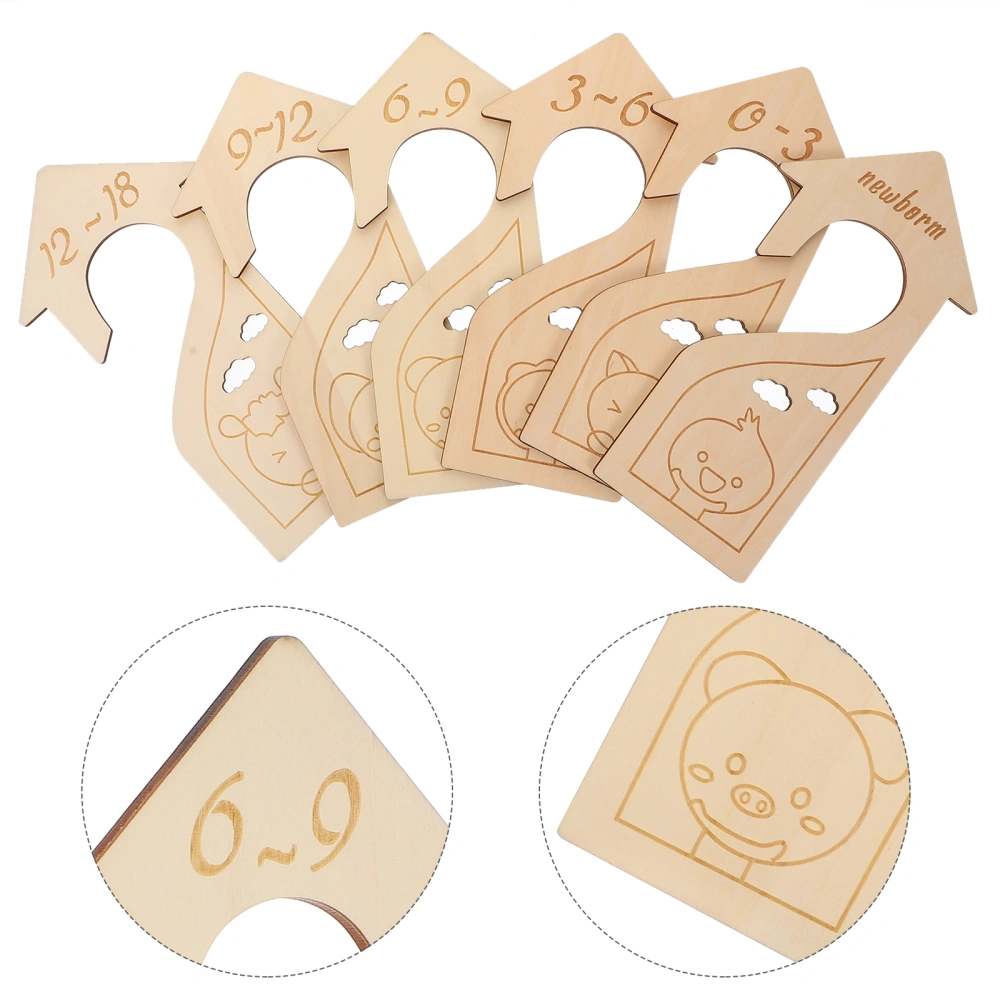 6Pcs Baby Closet Size Dividers Wood Infant Wardrobe Divider Clothing Size Dividers