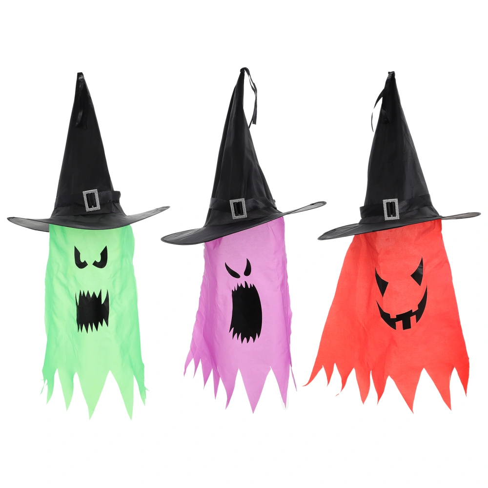 3Pcs Decorative Witch Hats Halloween Pendants Festival Hanging Adornment Props