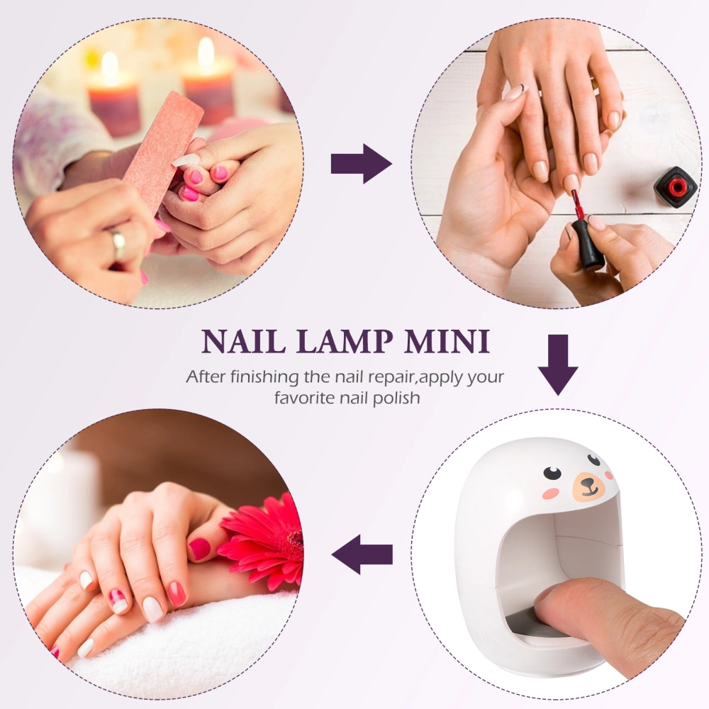 1 Set of Mini LED Nail Art Drying Lamp Manicure Dryer Nail Art Polish Tool White