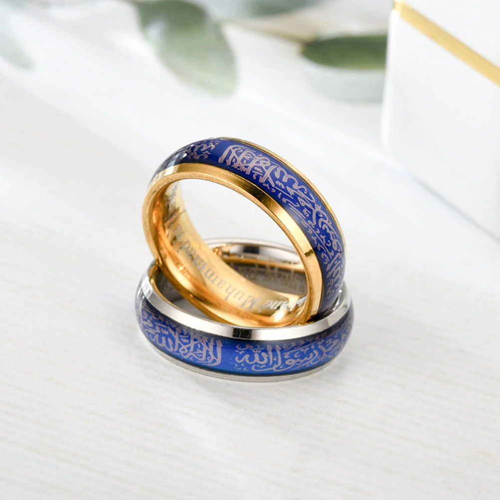 1Pc Fashion Ring Ornaments Temperature-changing Couple Ring Size 8 (Golden)