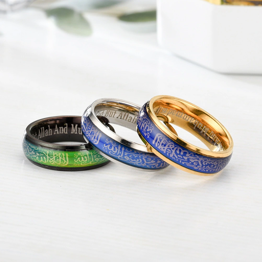 1Pc Fashion Ring Ornaments Temperature-changing Couple Ring Size 8 (Golden)