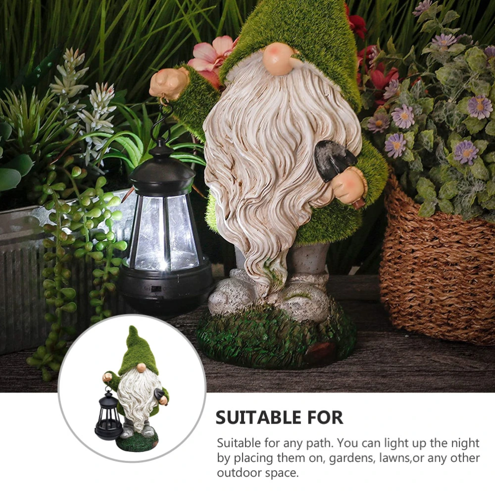 1Pc Outdoor Solar Light Cartoon Dwarf Light Garden Resin Light Decor (Green)