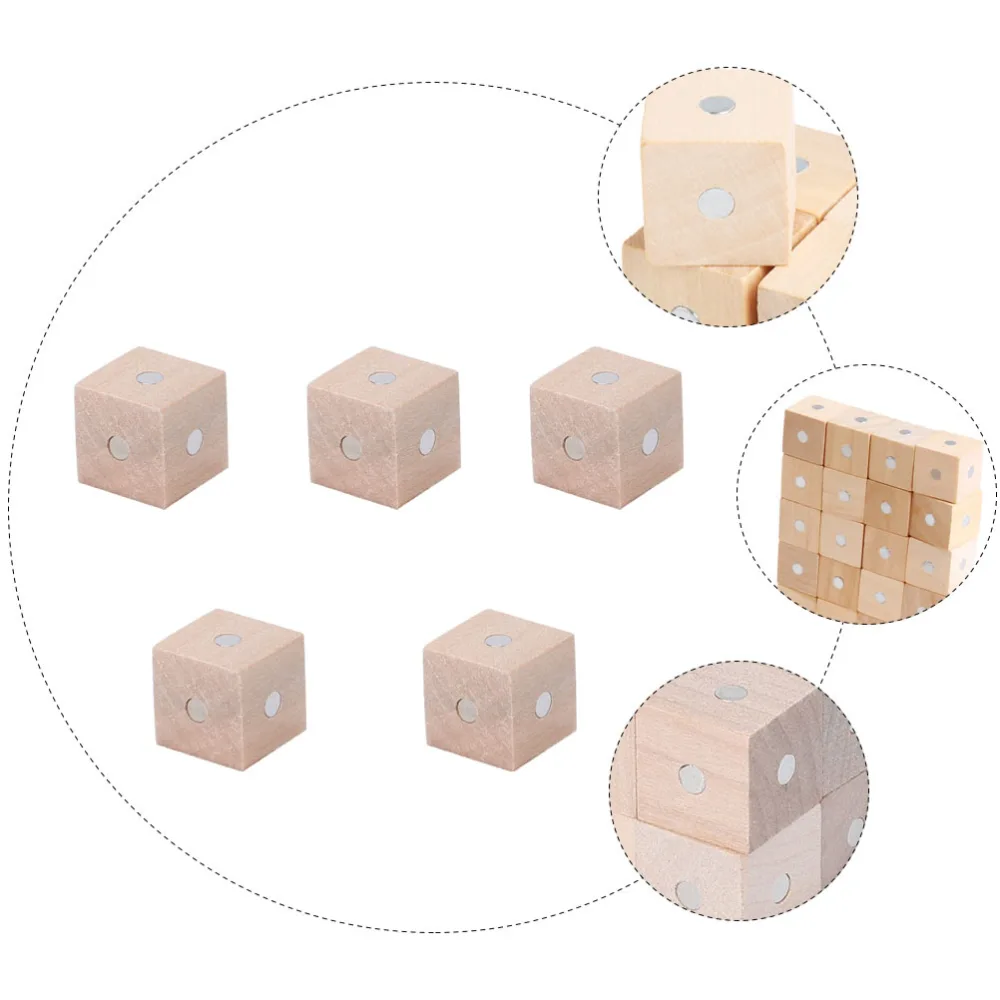 5pcs Wooden Magenetic Cubic Blocks Bricks DIY Building Educational Kids Toy