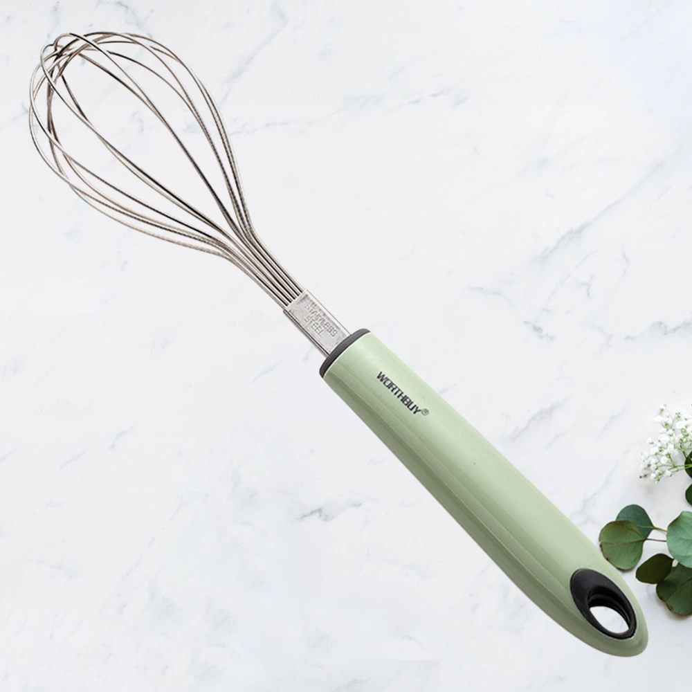 1pc Stainless Steel Rotary Egg Beater Manual Eggbeater Cream Whisk Butter Blender Dough Mixer for Kitchen Home(Green)