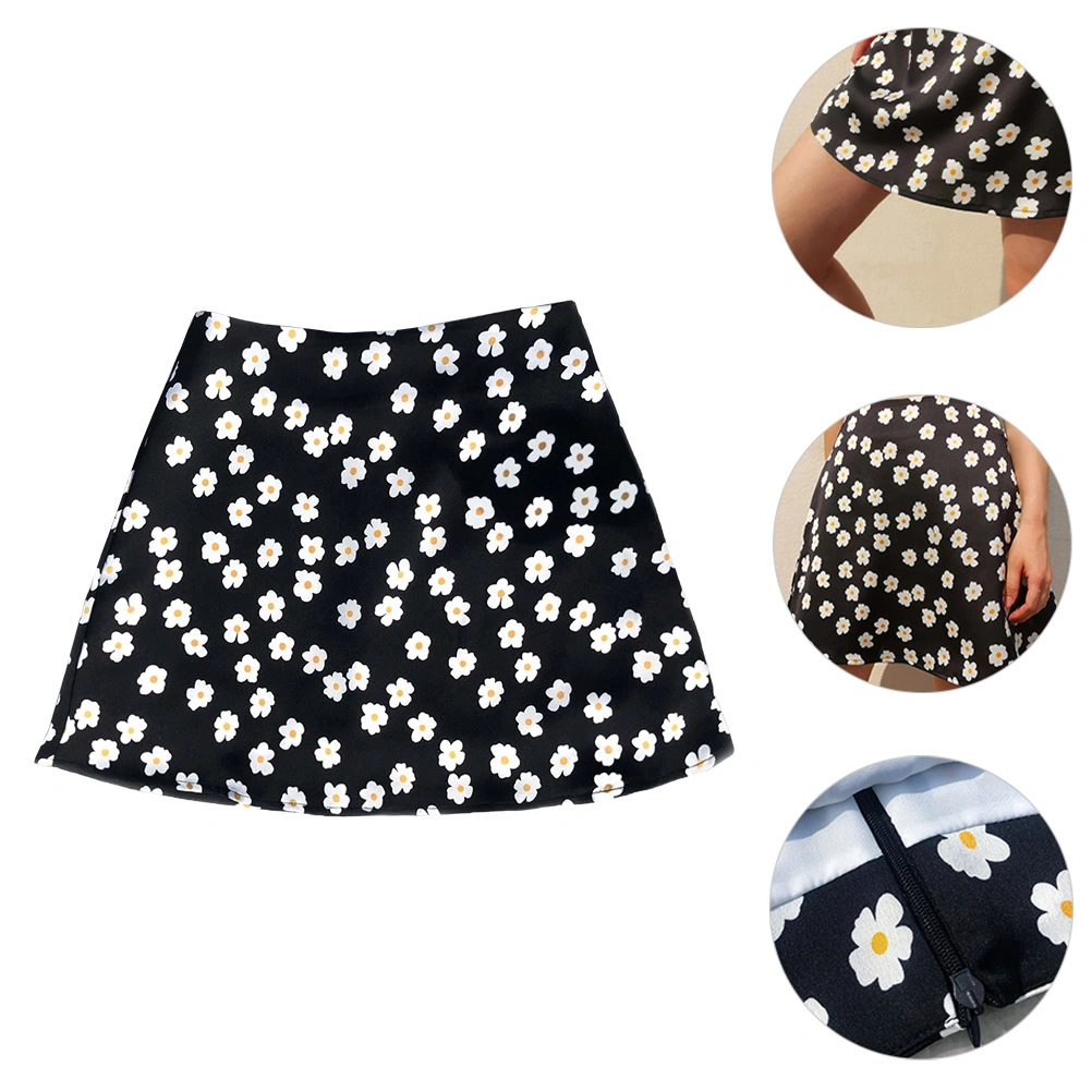 1pc Summer Short Skirts High-waist Skirt Elegant Printing Female Zipper Skirt