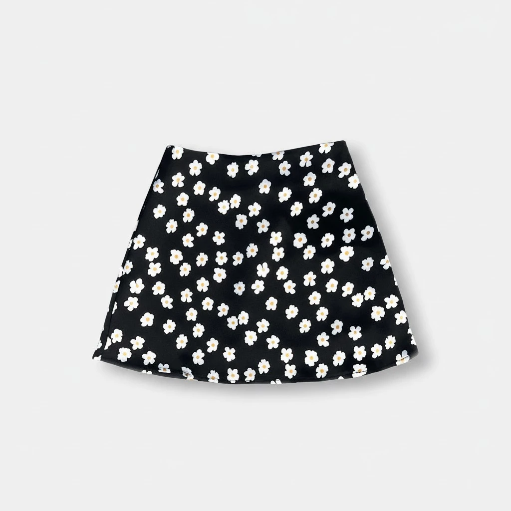 1pc Summer Short Skirts High-waist Skirt Elegant Printing Female Zipper Skirt