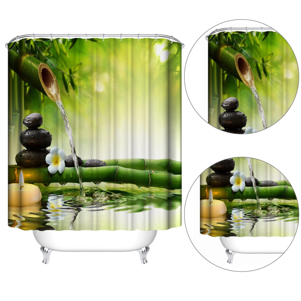 3D Digital Printing Waterproof Bathroom Shower Curtain Polyester Fabric Bathroom Curtain 180x180cm (Bamboo)