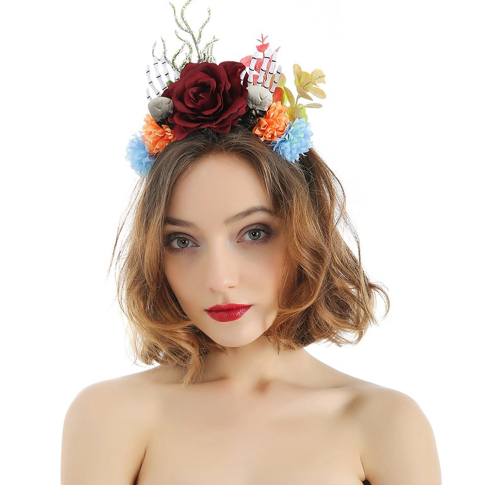 1Pc Halloween Party Headband Artificial Rose Flower Headdress Ladies Hairbands