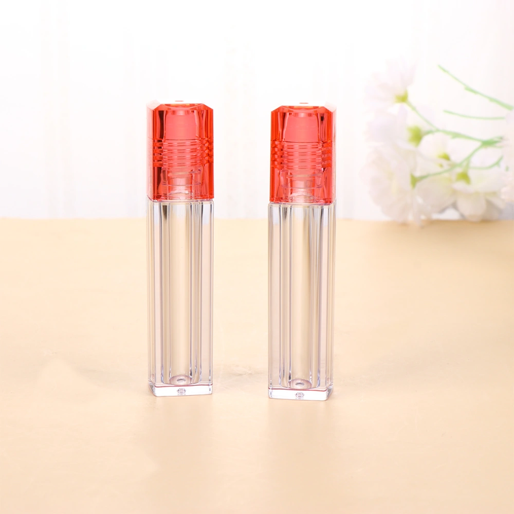 1 Set 10Pcs Hydrating Lip Oil Vials Moisture Lip Refillable Roll-On Bottle Lip Oil Vials with Lid (Red Cap)