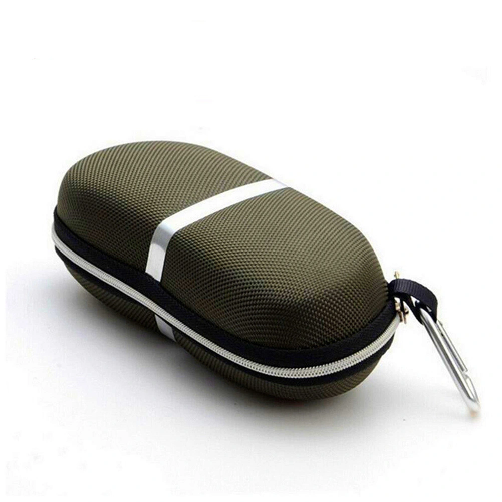 2pcs Anti-pressure Zipper Eyeglasses Case Silver Strip Decoration Outdoor Sports Portable EVA Glasses Case Sunglasses Box Protector with Aluminum Hook Black and Green