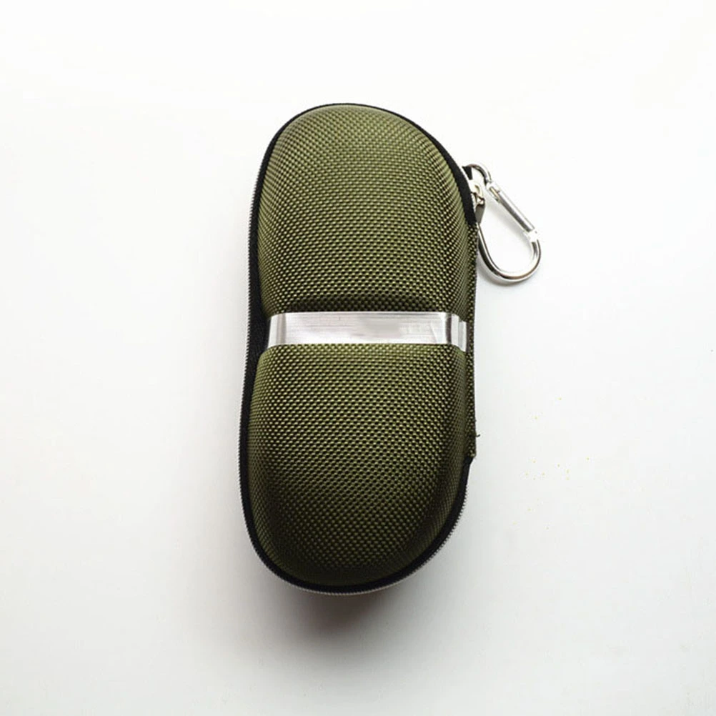 2pcs Anti-pressure Zipper Eyeglasses Case Silver Strip Decoration Outdoor Sports Portable EVA Glasses Case Sunglasses Box Protector with Aluminum Hook Black and Green