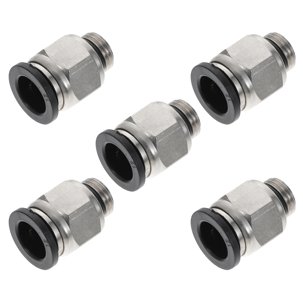 5 Pcs Push to Connect Tube Fittings Air Hose Connectors(PC12-G02 1/4 inch)